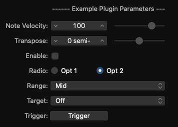 PluginParameters example