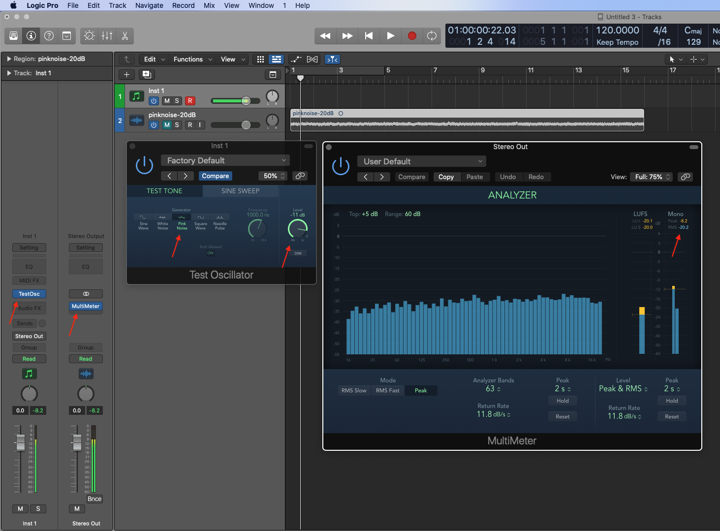 Pink Noise generation in Logic Pro